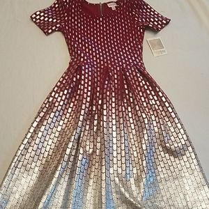 LAST CHANCE SALE Red & Silver Amelia Dress  LuLaRoe Elegant Size XXS NEW